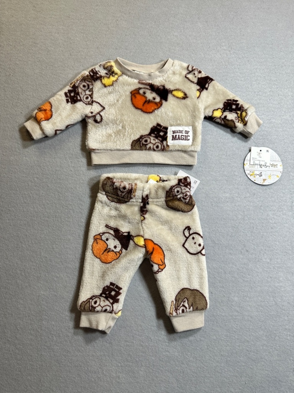 Harry Potter Infant Plush Outfit Set Newborn Owl Print Top Pants‎ NEW With Tags